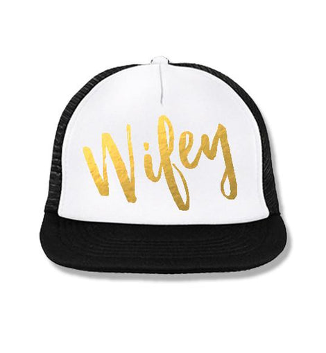 WIFEY Trucker Hat White with Gold Foil Print