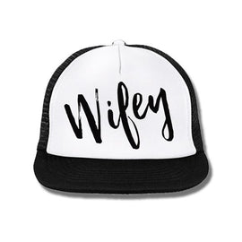 WIFEY Trucker Hat White with Black Print