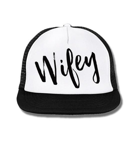 WIFEY Trucker Hat White with Black Print