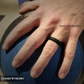 Black Bevel Edge Breathable Silicone Wedding Ring for Men and Women