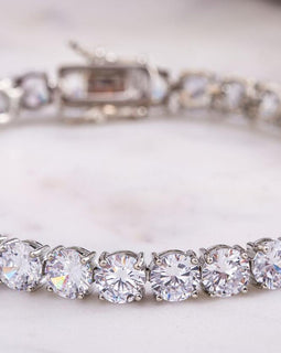 42.00 CTTW Tennis Bracelet with Austrian Crystals – Italian Design in 18K White Gold Plating