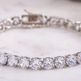 42.00 CTTW Tennis Bracelet with Austrian Crystals – Italian Design in 18K White Gold Plating