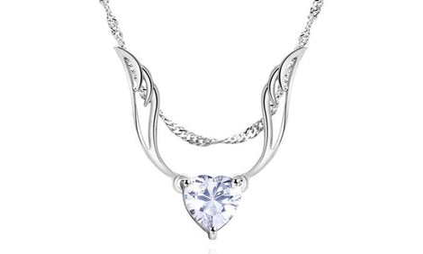 Guardian Angel Wing Necklace Made with Austrian Crystal ITALY Design