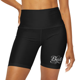 Womens High Waisted Black Yoga Shorts, Bride Accessories, Wedding