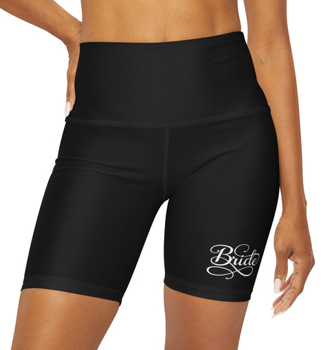 Womens High Waisted Black Yoga Shorts, Bride Accessories, Wedding