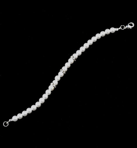 Simple Linear Crystal & Pearl Bridal Bracelet