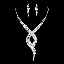 Chic Swirl Crystal Bridal Necklace & Earrings Set