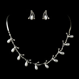 Teardrop Pearl & Crystal Bridal Jewelry Set