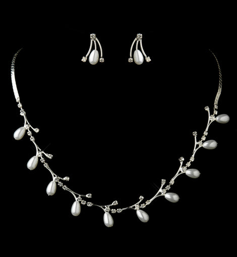 Teardrop Pearl & Crystal Bridal Jewelry Set