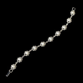 Elegant Crystal Rhinestone & Pearl Bridal Bracelet