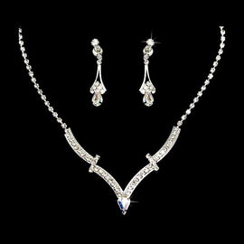 Chic Curved V Drop Crystal Bridal Jewelry Set