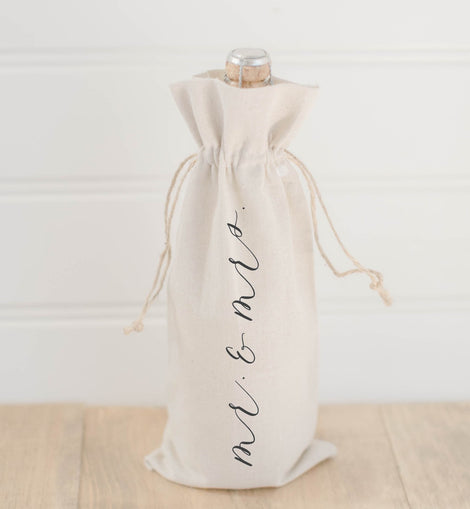 Mr. & Mrs. Calligraphy Wine Bag