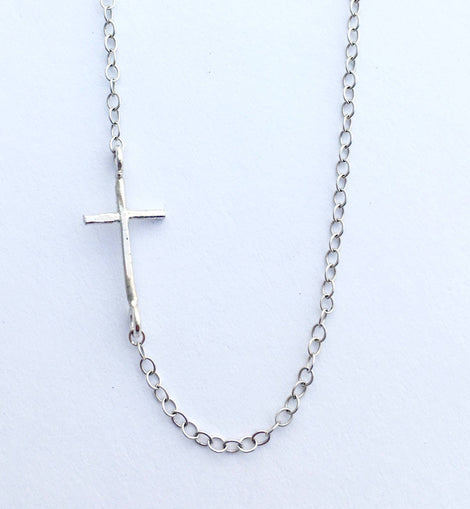 Mini Sideways Cross Necklace