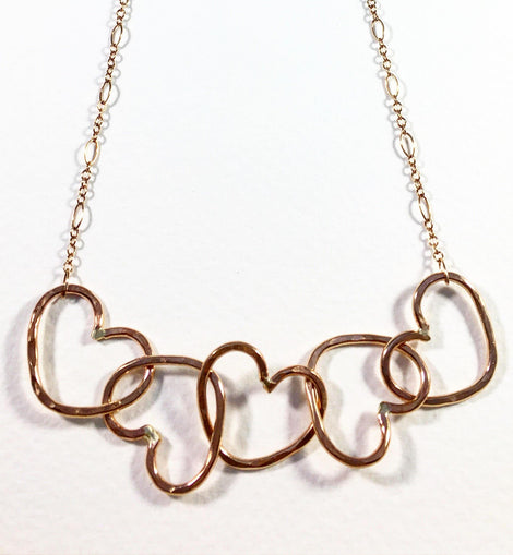 Five Hearts Linked Necklace