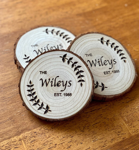 Custom Wood Slice Wedding Favors