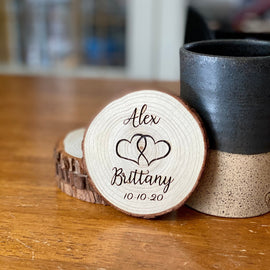 Custom Wood Slice Wedding Favors