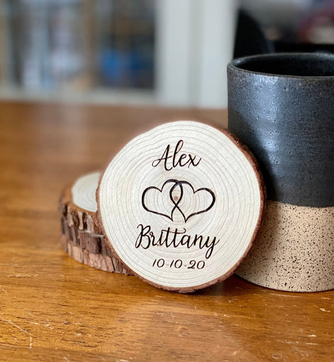 Custom Wood Slice Wedding Favors