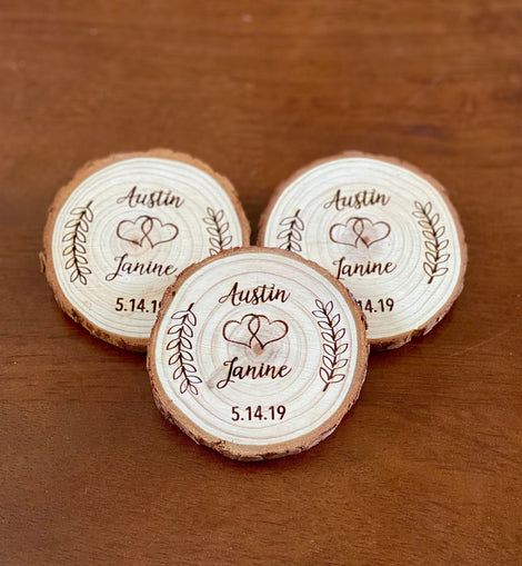 Custom Wood Slice Wedding Favor