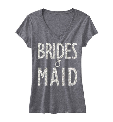 BRIDESMAID GLITTER Shirt Gray Vneck