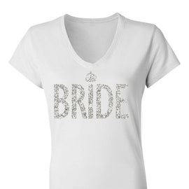 BRIDE GLITTER SHIRT White V-neck