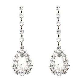 V-Shaped Crystal Rhinestone Bridal Necklace & Earrings Set