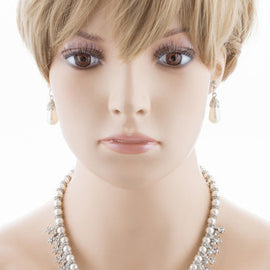 Teardrop Pearl & Crystal Bridal Bib Choker Jewelry Set