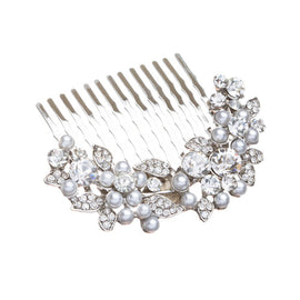 Floral Crystal & Pearl Bridal Hair Comb