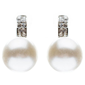 Ivory Pearl & Crystal Linear Bridal Earrings