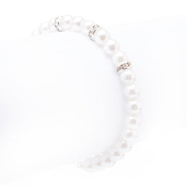 Simple Linear Crystal & Pearl Bridal Bracelet