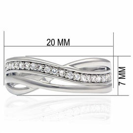 LO2058 - Rhodium Brass Ring with AAA Grade CZ  in Clear