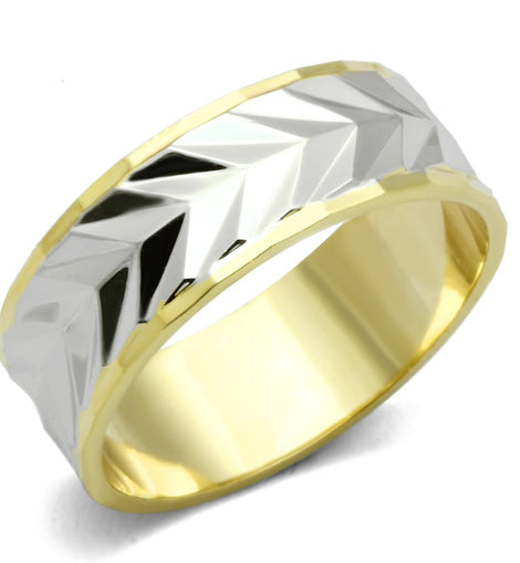 LO2602 - Gold+Rhodium Brass Ring with No Stone