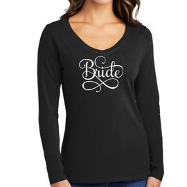 Womens Long Sleeve Graphic T-shirt, Bride Accessories, Wedding