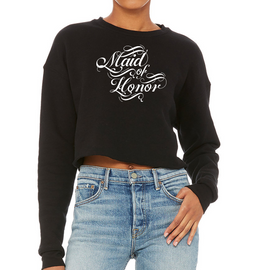 Womens Long Sleeve Cropped Sweatshirt Maid Of Honor, Wedding Bridal