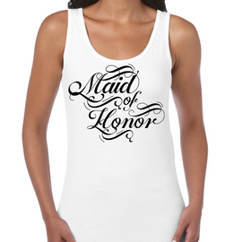 Womens Tank Top Fitness T-shirt Maid Of Honor, Wedding Bridal Party