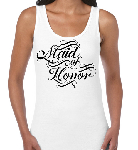 Womens Tank Top Fitness T-shirt Maid Of Honor, Wedding Bridal Party