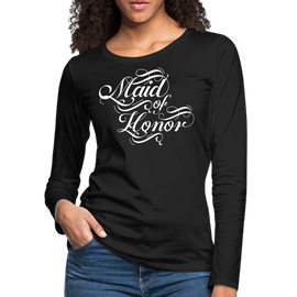 Womens Long Sleeve Graphic T-shirt, Maid Of Honor, Wedding Bridal