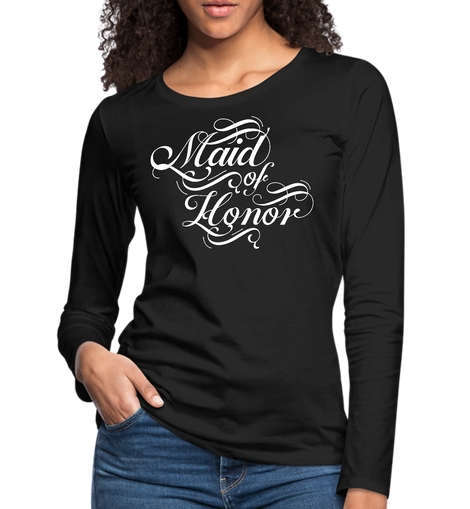 Womens Long Sleeve Graphic T-shirt, Maid Of Honor, Wedding Bridal