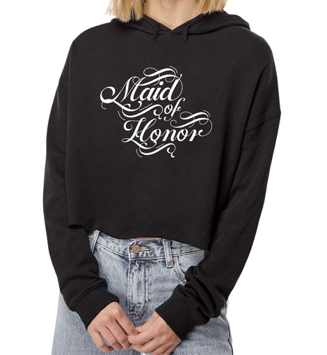 Womens Cropped Performance Hoodie Maid Of Honor, Wedding Bridal Party