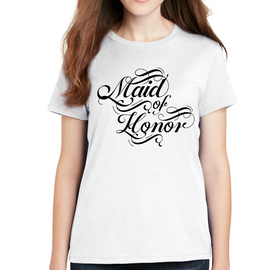 Womens Graphic T-shirt Maid Of Honor, Wedding Bridal Party