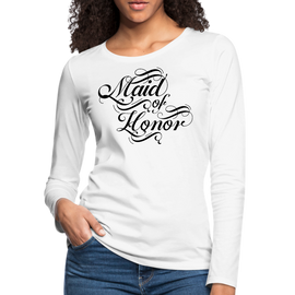 Womens Long Sleeve Graphic T-shirt, Maid Of Honor, Wedding Bridal