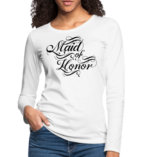 Womens Long Sleeve Graphic T-shirt, Maid Of Honor, Wedding Bridal