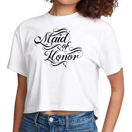 Womens Cropped T-shirt, Maid Of Honor, Wedding Bridal Party