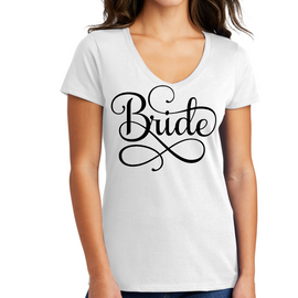 Womens V-neck Graphic T-shirt, Bride Accessories, Wedding