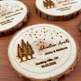 Star & Tree Wood Slice Wedding Favors