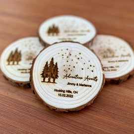 Star & Tree Wood Slice Wedding Favors