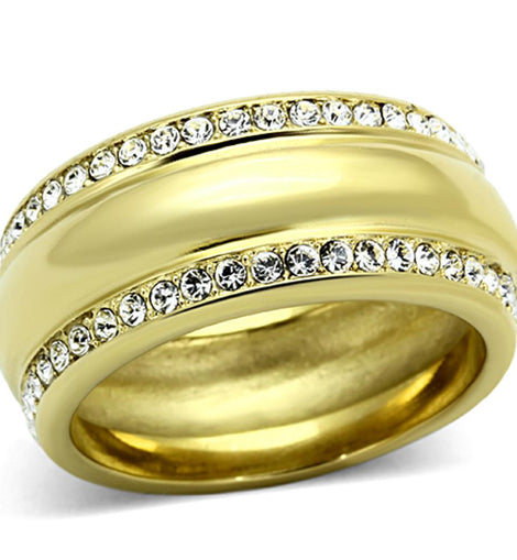 TK1096 - IP Gold(Ion Plating) Stainless Steel Ring with Top Grade