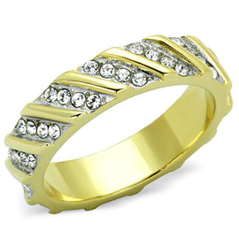 TK1557 - Two-Tone IP Gold (Ion Plating) Stainless Steel Ring with Top