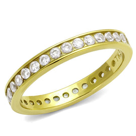 TK2343G - IP Gold(Ion Plating) Stainless Steel Ring with AAA Grade CZ