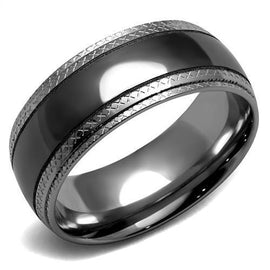 TK2580 - Two Tone IP Light Black (IP Gun) Stainless Steel Ring with No