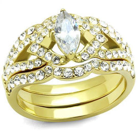 TK2743 - IP Gold(Ion Plating) Stainless Steel Ring with AAA Grade CZ